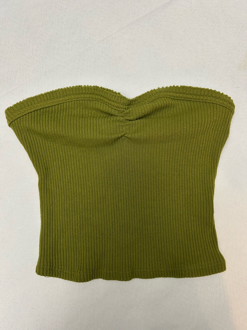 Olive Green Ribbed Stretch tube top size S